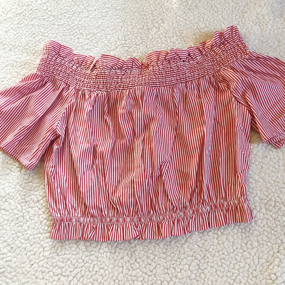 Striped over the shoulder blouse